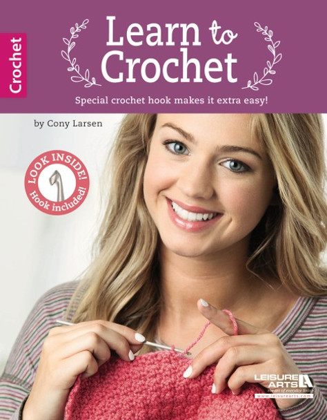 Leisure Arts Learn To Crochet with Custom Hook & Book