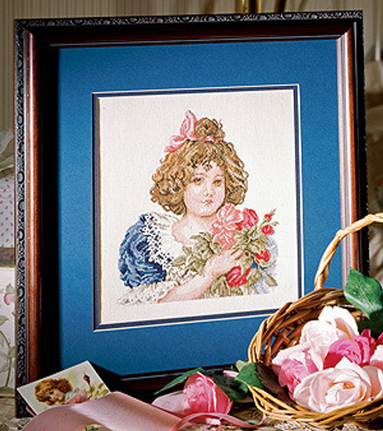 ePattern Victorian Girl With Rosebuds Tapestry Pa