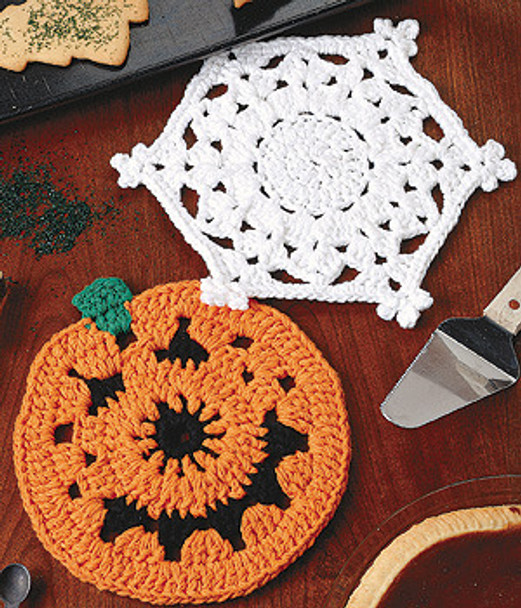 Leisure Arts Snowflake & Jack-O'-Lantern Hot Pads Crochet ePattern