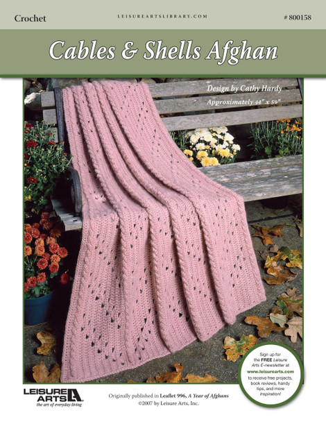 Leisure Arts A Year of Afghans Book 1, Cables & Shells Crochet ePattern