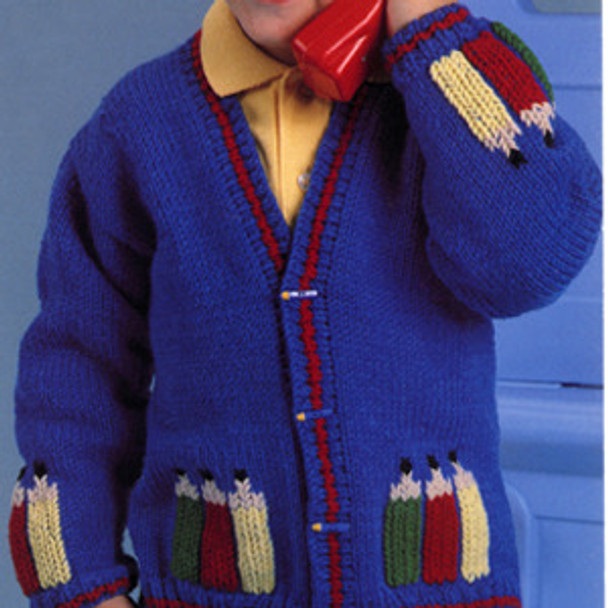 Leisure Arts Kids' Knit Novelty Cardigans Pencils Sweater ePattern
