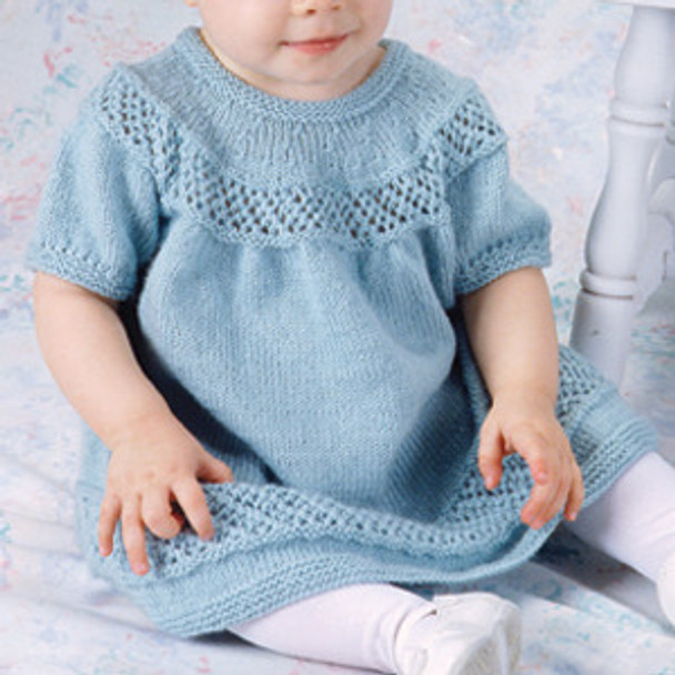 Leisure Arts Knit Baby Dresses Lace Trellis ePattern