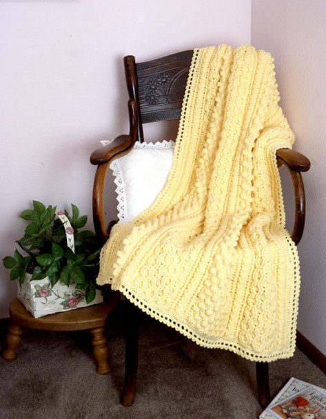 Leisure Arts Aran Baby Afghan Honeycomb & Cables ePatterns