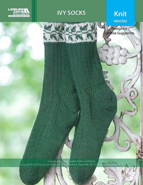 Leisure Arts A Cuff Above Ivy Socks Knitting ePattern