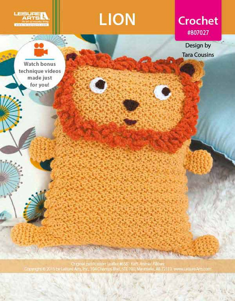 Leisure Arts Kid's Animal Pillows Lion Crochet ePattern