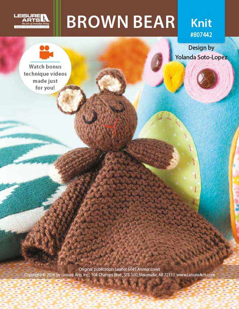 Leisure Arts Animal Lovies Brown Bear Knit ePattern