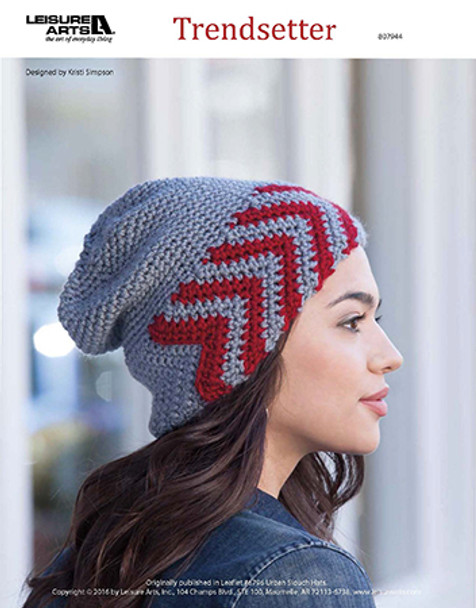Set yourself up for style success with a crochet slouch hat, affectionately called the Trendsetter. Designed by Kristi Simpson and crocheted using medium weight yarn and Easy or Easy-Plus skill Level .