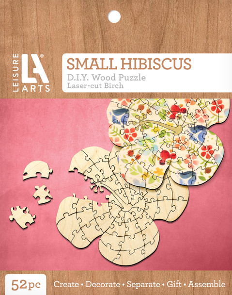 Leisure Arts Wood Puzzle Small Hibiscus