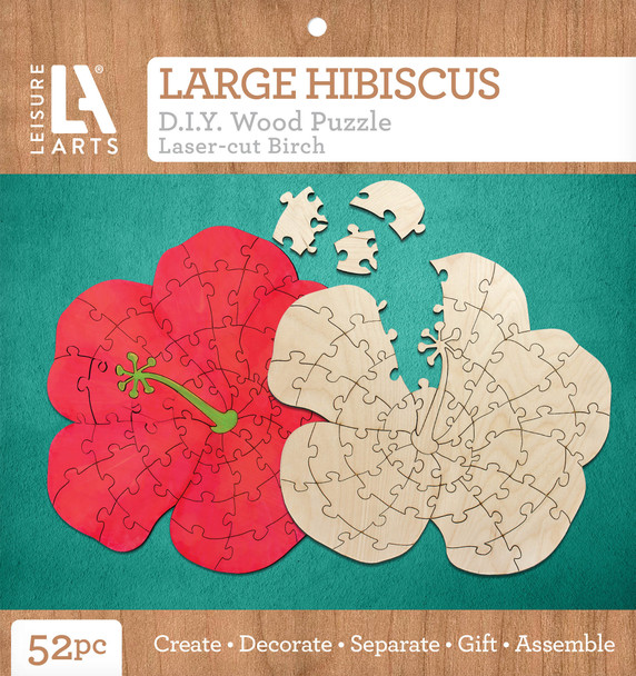 Leisure Arts Wood Puzzle Large Hibiscus