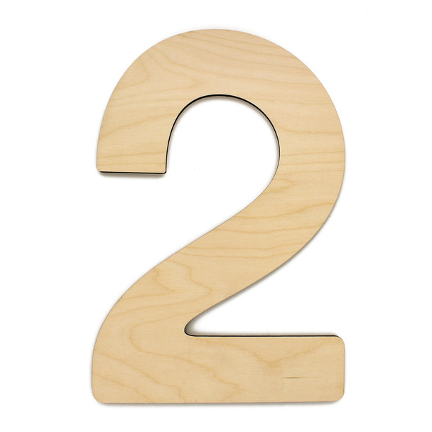 Essentials By Leisure Arts Wood Letter 9.5" Birch Number 2