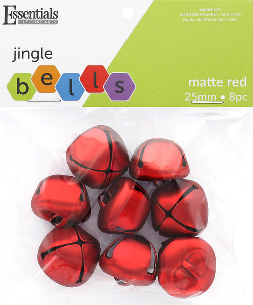 Essentials By Leisure Arts Bell Jingle 25mm Matte Red 8pc