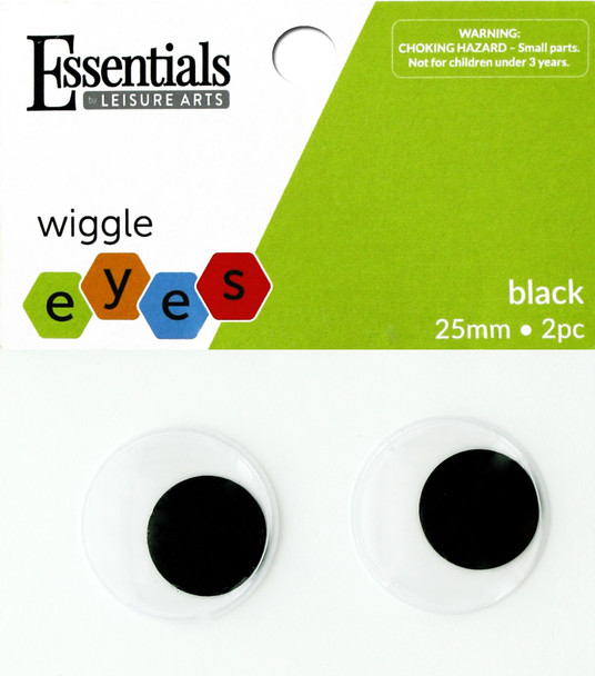 Essentials By Leisure Arts Eye Paste On Moveable 25mm Black 2pc