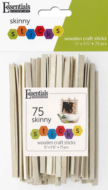 Essentials By Leisure Arts Wood Craft Sticks Skinny .25"x 5.75" 75pc