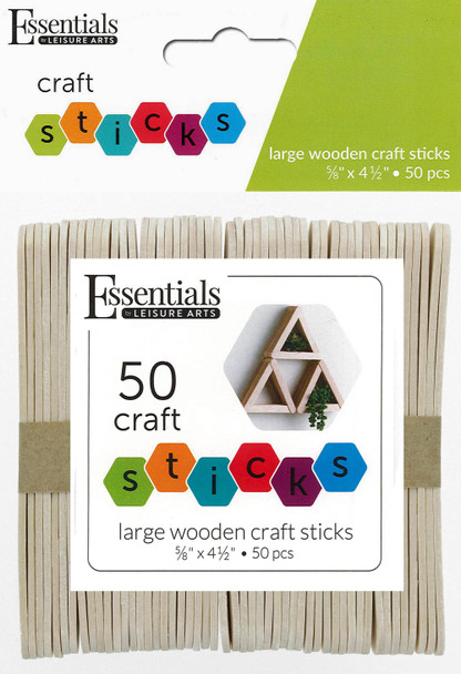 Essentials By Leisure Arts Wood Craft Sticks Large .63"x 4.5" 50pc