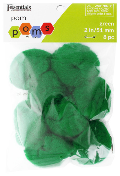 Essentials By Leisure Arts Pom Pom 2" Green 8pc