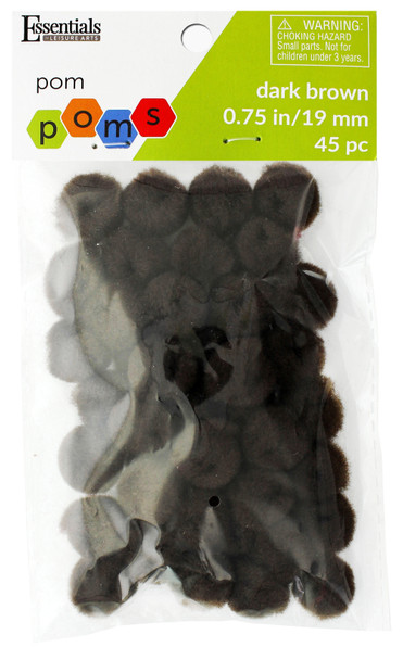 Essentials By Leisure Arts Pom Pom .75" Dark Brown 45pc