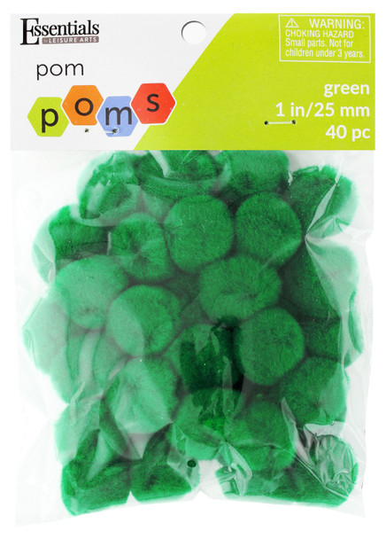 Essentials By Leisure Arts Pom Pom 1" Green 40pc