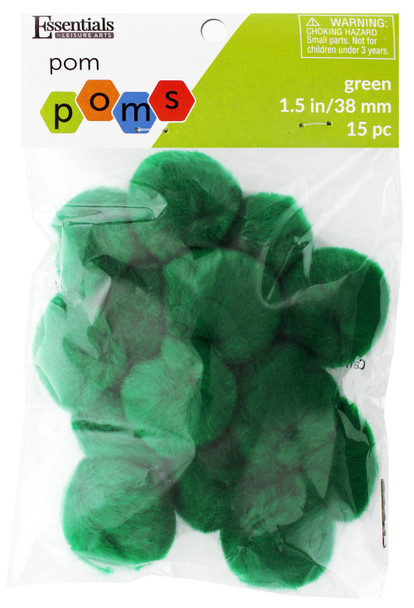 Essentials By Leisure Arts Pom Pom 1.5" Green 15pc