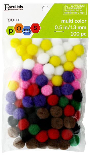 Essentials By Leisure Arts Pom Pom .5" Multi 100pc