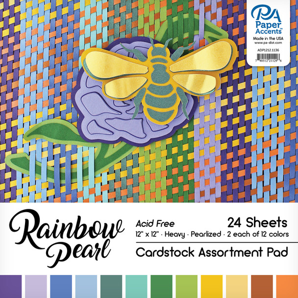 Paper Accents Cardstock Pad 12"x 12" Rainbow Pearlized Assortment 24pc