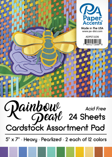 Paper Accents Cardstock Pad 5"x 7" Rainbow Pearlized Assortment 24pc