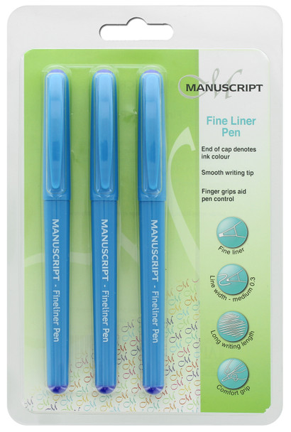 Manuscript Fine Liners Triple Pack Blue