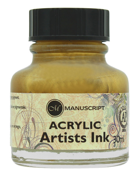 Manuscript Dip Pen Acrylic Artists Ink 30ml Gold