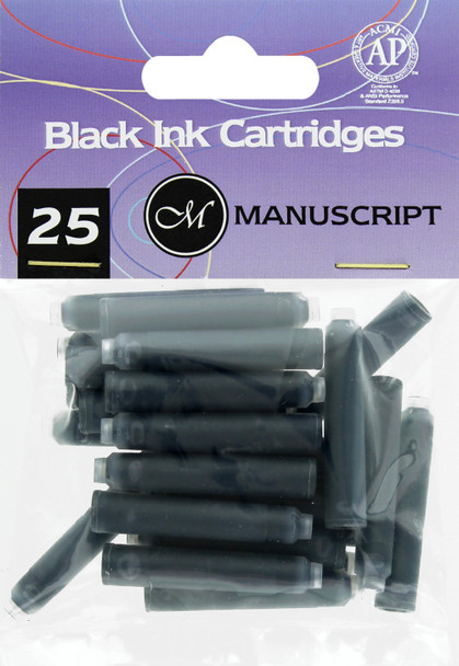 Manuscript Cartridge Pen Cartridges Black 25pc