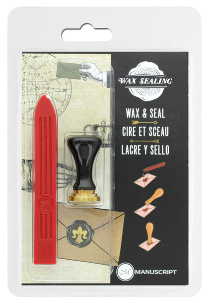 Manuscript Wax Sealing Set Short Handle Ceramic Fleur De Lis