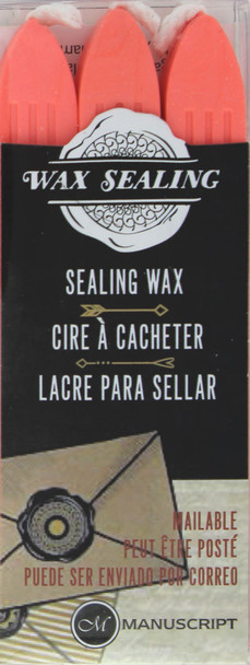 Manuscript Wax Sealing Wax with Wick 3pc Peach