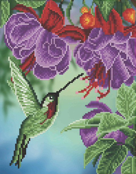 Diamond Art Kit 11"x 14" Moderate Hummingbird