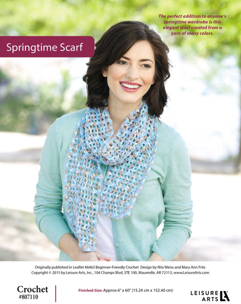 Leisure Arts Beginner Friendly Crochet Springtime Scarf ePattern