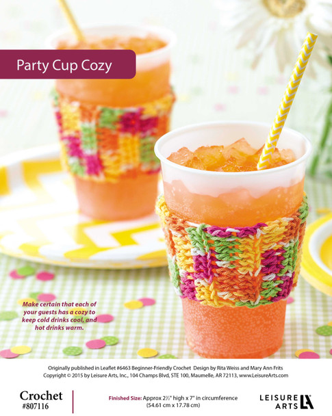 Leisure Arts Beginner Friendly Crochet Party Cup Cozy ePattern