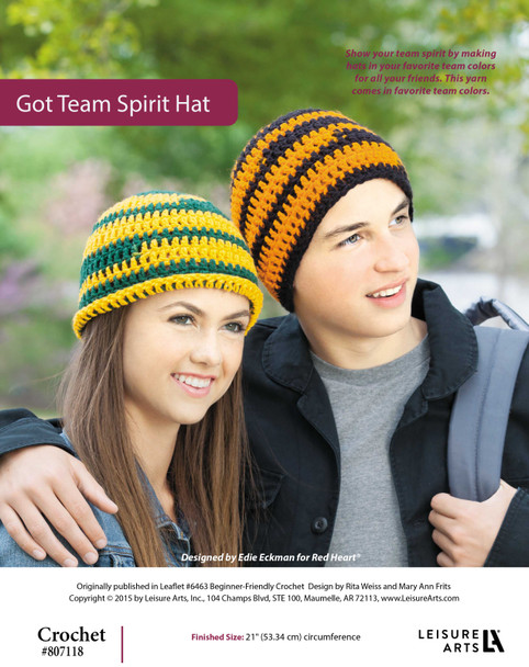 Leisure Arts Beginner Friendly Crochet Got Team Spirit Hat ePattern