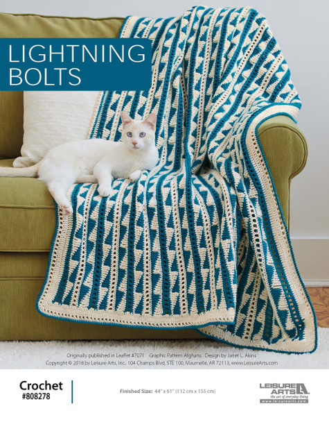 Leisure Arts Graphic Pattern Afghans Lightning Bolts Crochet ePattern