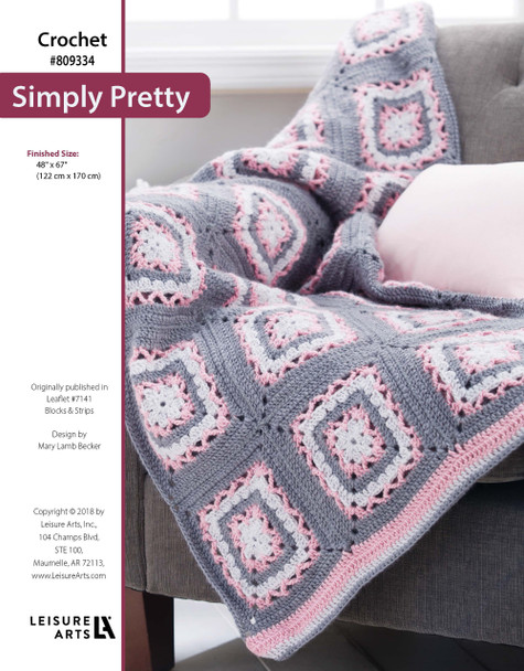 Leisure Arts Blocks & Strips Simply Pretty Crochet Blanket ePattern