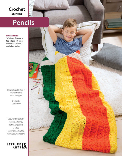 Leisure Arts Kids Snuggies Pencils Crochet ePattern