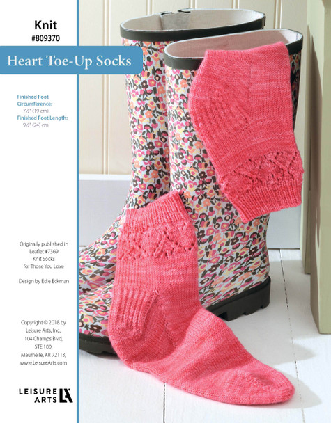 Leisure Arts Knit Socks For Those You Love Heart Toe-Up Socks ePattern