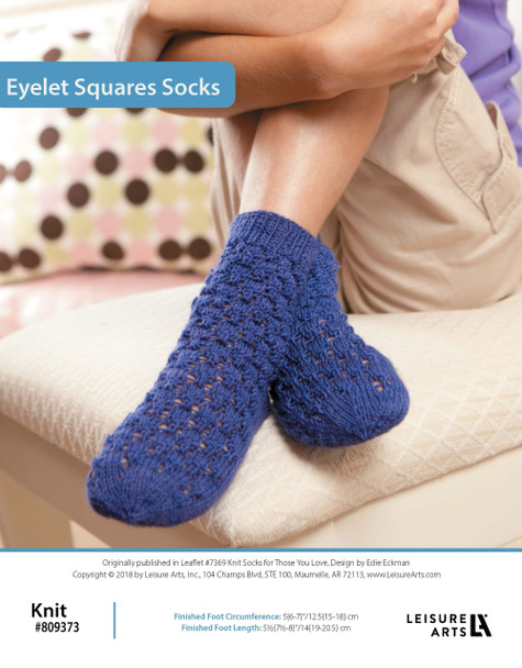Leisure Arts Knit Socks For Those You Love Eyelet Squares Socks ePattern