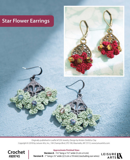 Leisure Arts Jewelry To Crochet Star Flower Earrings ePattern