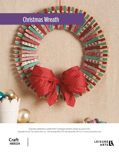 Leisure Arts Clothespin Wreaths Christmas ePattern