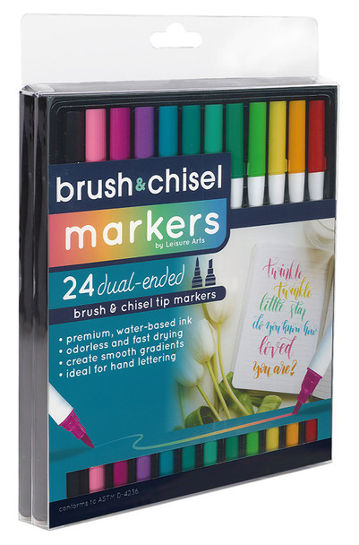 Leisure Arts Dual Ended Markers Brush & Chisel 24pc