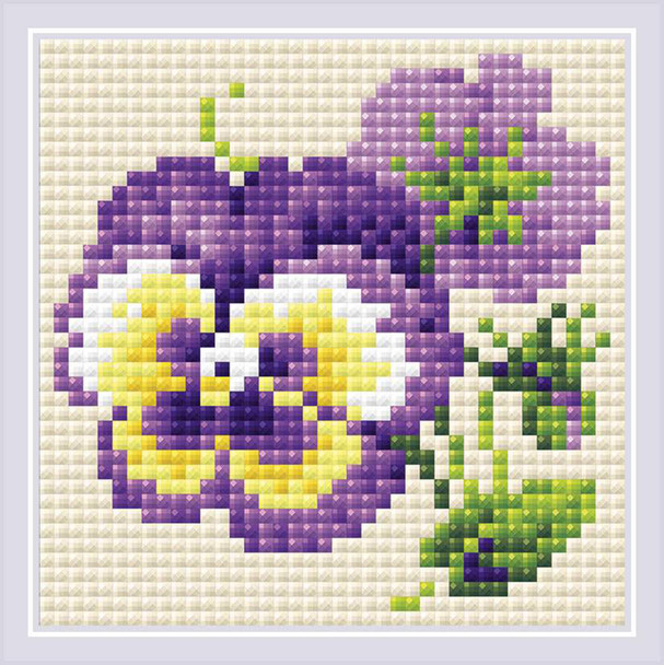 Riolis Diamond Mosaic Kit 4"x 4" Pair of Pansies