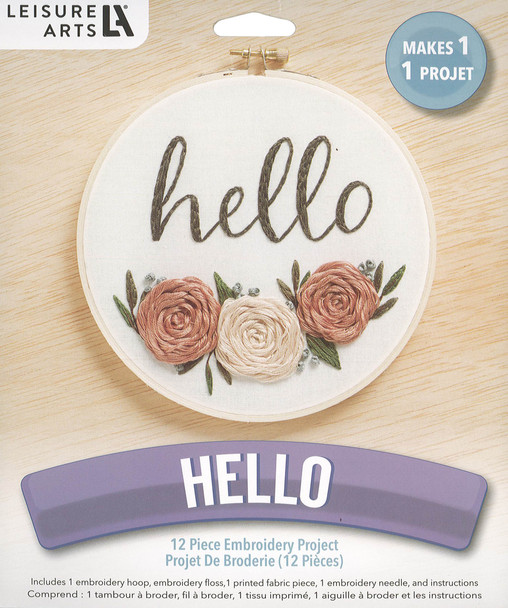 Leisure Arts Kit Embroidery 6" Hello