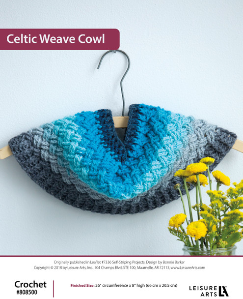 Leisure Arts Self Striping Projects Celtic Weave Cowl Crochet ePattern