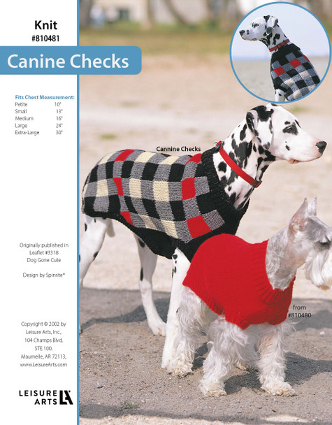 Leisure Arts Dog Gone Cute Canine Checks Coat Knit ePattern