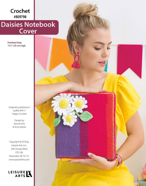 Leisure Arts Happy Crochet Daisy Notebook Cover ePattern