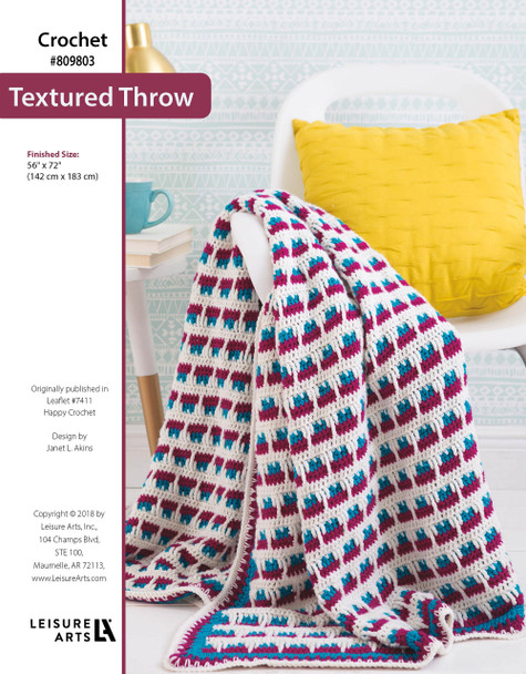 Leisure Arts Happy Crochet Textured Throw ePattern