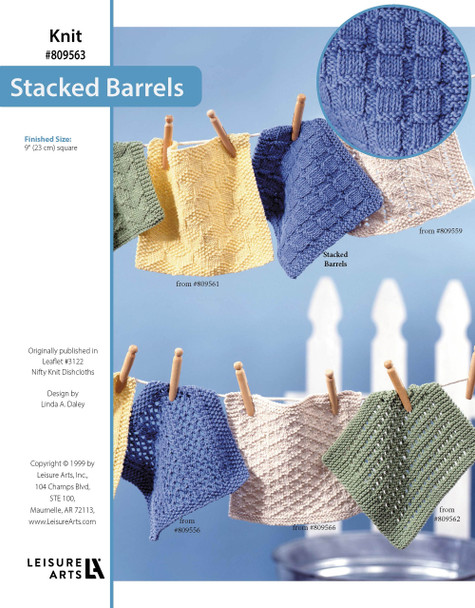 Leisure Arts Nifty Knit Dishcloth Stacked Barrels ePattern
