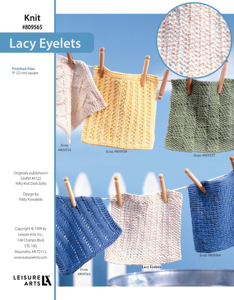 Leisure Arts Nifty Knit Dishcloth Lacy Eyelets ePattern